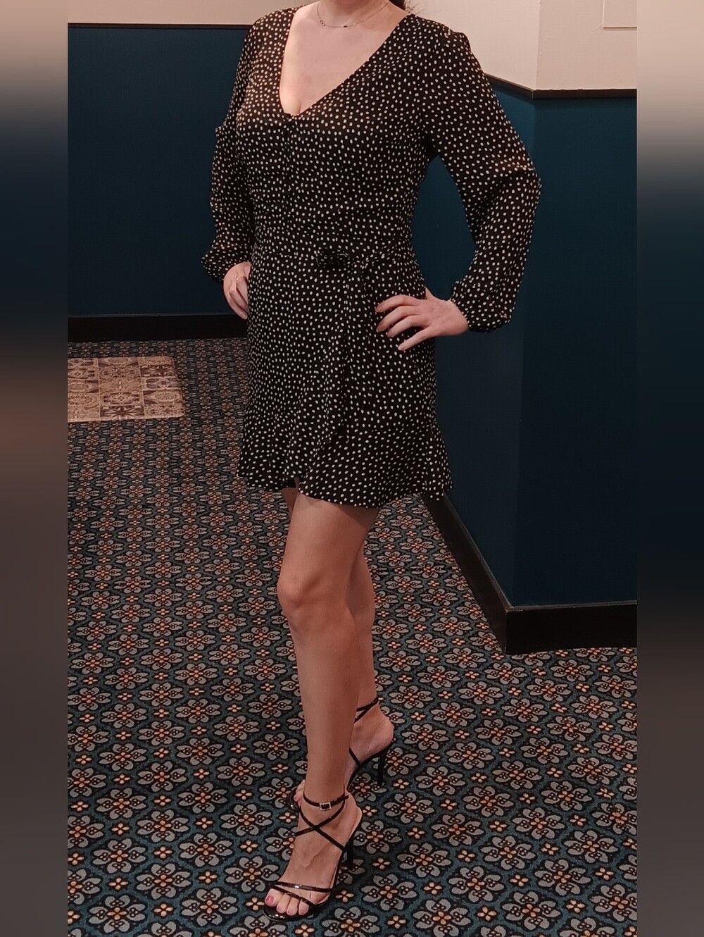 Abercrombie & Fitch Black with White Dot Wrap Mini Dress